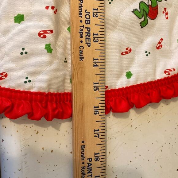 Vintage Christmas Half Apron Wreath Animal MCM Holiday Ruffle Hostess tie waist - Picture 10 of 11